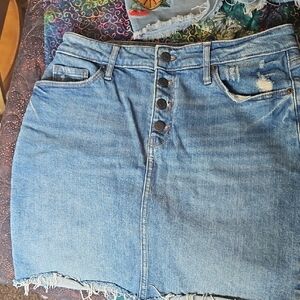 Old Navy Light Blue Distressed Denim Mini Skirt